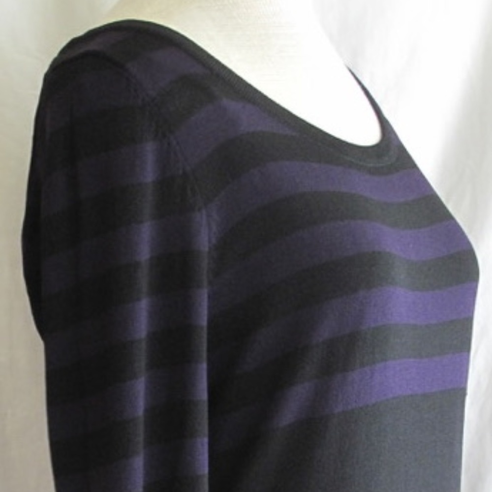 MAX STUDIO BLACK AND PURPLE STRIPED DRESS - SIZE L
